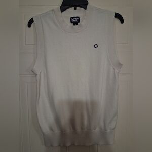 Chase Lands' End White Ribbed Sweater Vest